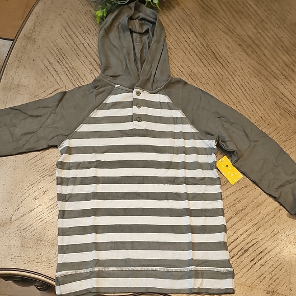 Rumi + Ryder Olive Green Stripe Hoodie Shirt Size L NWT - Picture 1 of 11